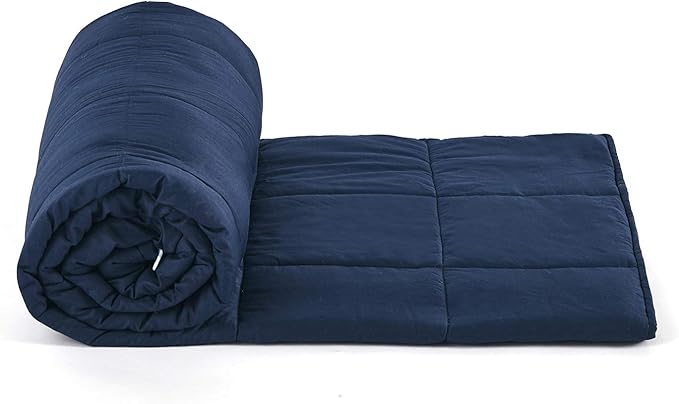 TONGDADA Kids Weighted Blanket | 40''x60'',10lbs | for Child Between 80-125 lbs | Premium Cotton Material with Glass Beads | Navy