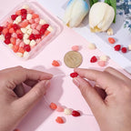 100Pcs 9x11mm Large Coral Flower Beads Floral Jewelry Beads Colorful 3D Carved Jasmine Dyed Synthetic Coral Aesthetic Small Loose Smooth Spacers for Jewelry Making Necklaces Bracelets Adult