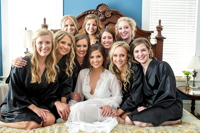 Women's Pure Short Satin Robes Bridesmaid and Bride Silky Robes Summer Sleepwear