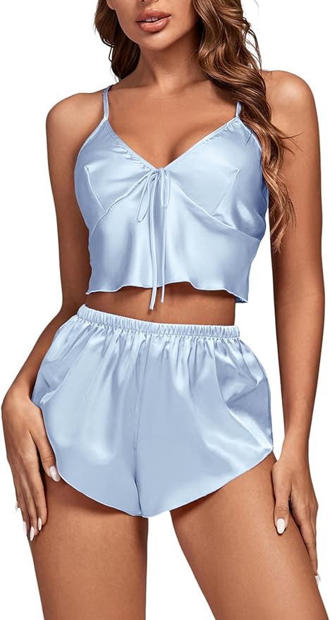 OPOIPIN Women's 3 Piece Pajama Set Sexy Cami Top and Shorts with Robe Sleepwear Loungewear Set