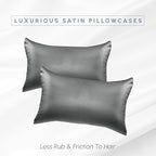 Elegant Comfort 2-Pack Cooling Viscose Satin Pillowcase Set with Hidden Zipper Closure, Silky Smooth for Best Hair and Skin Care-Beautiful Gift Box-2-Piece Satin Pillowcase Set, Standard/Queen, Gray