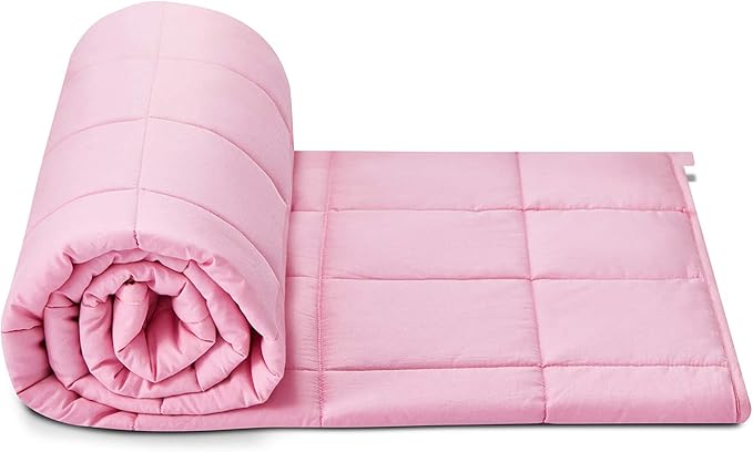 TONGDADA Kids Weighted Blanket | 40''x60'',7lbs | for Child Between 55-80 lbs | Premium Cotton Material with Glass Beads | Pink