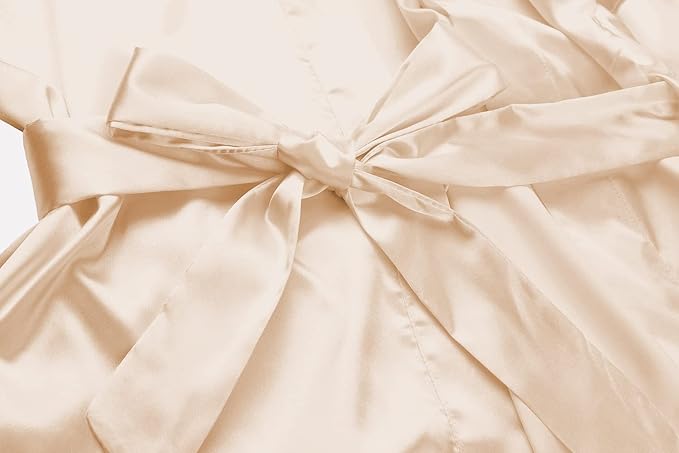 Women's Satin Kimono Robe Wedding Getting Ready Silky Bathrobe Short Bridesmaid Dressing Gown
