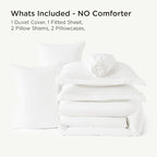 Bedsure Duvet Cover with Fitted Sheet Queen - 6 Pieces, Deep Pocket, Hotel Luxury Soft Double Brushed Bedding Set, 1 Duvet Cover, 1 Fitted Sheet, 2 Pillow Shams, 2 Pillowcases, NO Comforter, White