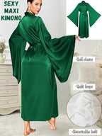 ChiaoLezhee Satin Long Robe For Women, Soft Lightweight Silk, Bride Wedding Night, Bridal Bathrobe Sexy Bathrobes Bridesmaid