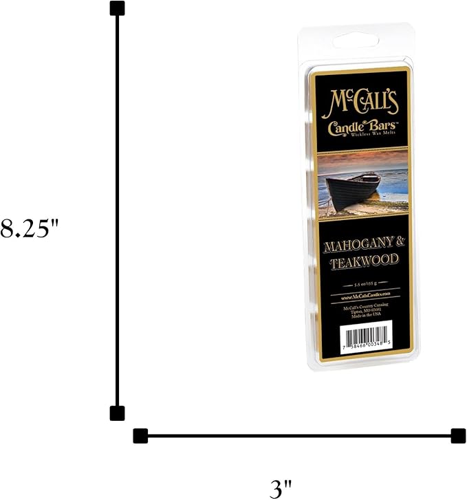McCall’s Candles | Mahogany & Teakwood | Scented Wax Melt | Mahogany, Teakwood, Oak & Subtle Lavender | 6-Piece Break-Apart Bar | 12–24 Hours Per Wedge | Poured in the USA | 5.5 oz