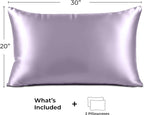Satin Pillowcase 2 Pack - Queen Size (20"x30", Lavender) - Silky Pillow Cases for Hair and Skin - Satin Pillow Covers with Envelope Closure - Extra Soft Premium Microfiber