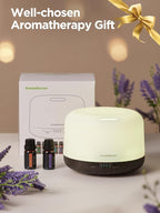 InnoGear Aromatherapy Diffuser & 10 Essential Oils Set, 500ml Essential Oil Diffuser with Remote Control Ultrasonic Cool Mist Scent Humidifier Vaporizer Auto-Off Timer for Room Office Home, Brown