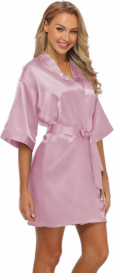 Robe for Women Silky Lightweight Satin Kimono Bride Bridesmaids Wedding Party Robes Dressing Gown Summer Loungewear