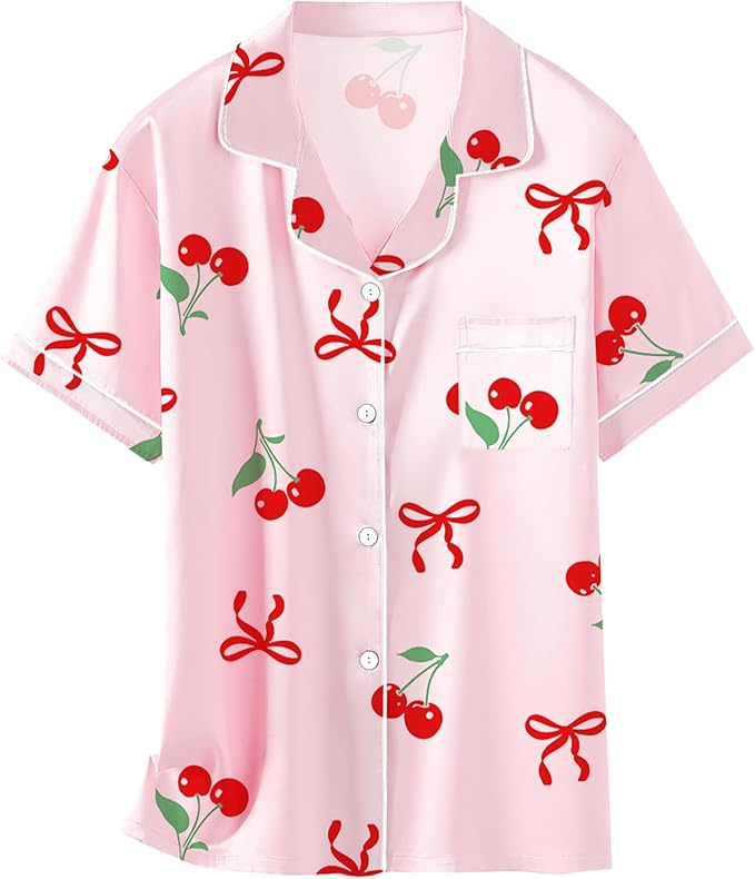 Girls & Womens Satin Pajamas Set, Silk Button-Down Sleepwear 2 Piece Nightwear, 3 Years - Women XXL