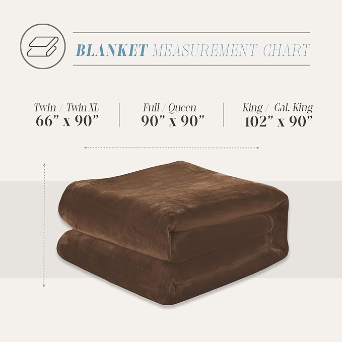 Elegant Comfort Luxury Velvety Feel Blanket, All-Season Lightweight Blanket, Ultra Plush, Soft, Cozy-Fuzzy Flannel Fleece for Couch, Sofa, Bed, Travel, Solid Design, Twin/Twin XL, Brown