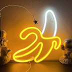 GUOCHENG Banana Neon Sign, Banana Shaped LED Night Light Battery&USB Power Hanging Neon Decor for Wall Bedroom Baby Room Christmas Party(Hanging)