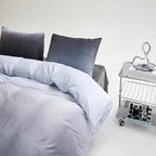CLOTHKNOW Grey White Velvet King Size Comforter Set Gray Gradient Bedding Comforter Sets Soft Silver Comforter with 2 x Pillow Cases