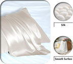 Silk Pillow Cases 2 Pack,Soft Breathable and Sliky Queen Size Pillow Cases Set of 2,Natural Mulberry Silk Pillowcase Set of 2 for Hair and Skin with Hidden Zipper (Beige,20"X 30",2pcs)