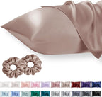 Vielit Queen Satin Pillowcase for Hair 2pc,Similar to Silk Pillow Cases,Easier Care Than Silk Pillowcase,Gifts for Women Men,Rose Taupe,20x30 & Envelope Closure and 2 Satin Scrunchies