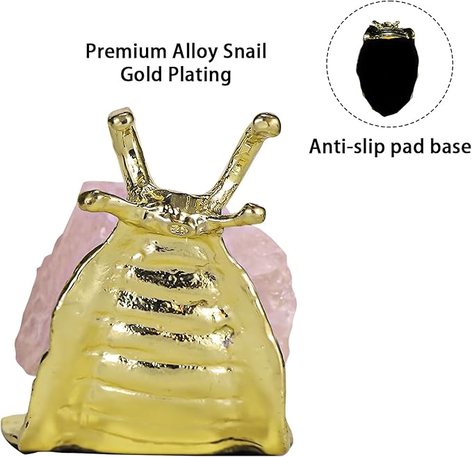 Artistone Rose Quartz Crystal Snail Table Lamp, Natural Raw Stone Night Light with Gold Snail Base, USB Powered, 5x2.7x2.5 Inches (Rose Quartz)