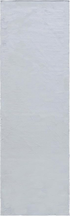 SAFAVIEH Washable Rug Faux Rabbit Fur Shag Collection - 2'6" x 8' Runner, Silver, Slip Resistant & Easy Cleaning, Ideal for Living Room, Hallway, Foyer, Nursery, Bedroom, Boys & Girls Room (FRF976G)