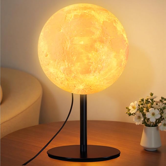 Moon Lamp Night Light for Kids, Dimmable Bedside Lamp with 30 Modes, Inline Control Small Table Lamp for Bedroom, Kids Room, Nightstand, Dorm, Office Decor, Birthday Gift for Boys Girls Teens Women