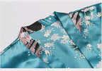 Women's Short Kimono Robes Bride and Bridesmaid Satin Floral Bathrobe Peacock Sleepwear Dressing Gown for Wedding Party