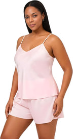 Women’s Satin Cami and Shorts Pajama Set – Silky Soft Lightweight Sleepwear with Adjustable Straps