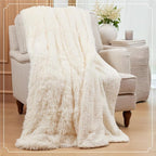 The Connecticut Home Co Throw Blanket Soft Fluffy Room Decor, 70x60, Cozy Warm Throws for Bed, Couch, Gifts for Women, Bedroom Cute Aesthetic Blankets Shag and Sherpa, Dusty Rose