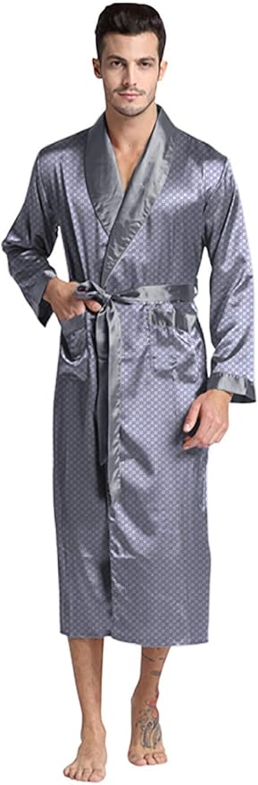 Mens Silky Satin Robe