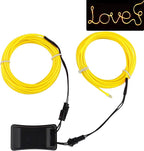 JIGUOOR USB Rechargeable EL Wire 32.8ft/10m (5mx2) Bright Neon Light Strip 360° Illumination Neon Tube Rope Lights for DIY, Festival, Party Decoration, Halloween, Chrismas (32.8ft/10M, Yellow)