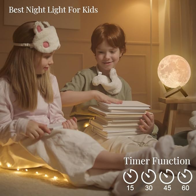 4.7 Inch Moon Lamp for Adults - 16 Color LED Light Up Moon Ball, Realistic 3D Night Light with Remote & Timer - Unique Thanksgiving & Christmas Gifts