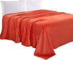 Elegant Comfort Luxury Velvety Feel Blanket, All-Season Lightweight Blanket, Ultra Plush, Soft, Cozy-Fuzzy Flannel Fleece for Couch, Sofa, Bed, Travel, Solid Design, Twin/Twin XL, Coral
