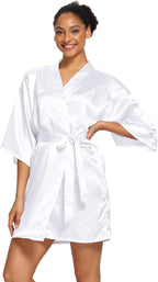 Women's Satin Robes Floral Bridesmaid Robes Short Silk Kimonos Sleepwear