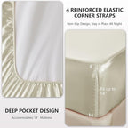 CozyLux Satin Sheets King Size Sheet Set - 6 Piece Silky King Sheets, Luxury Beige King Bed Set with Smooth and Soft Microfiber, Includes 1 Fitted Sheet, 1 Flat Sheet and 4 Pillowcases