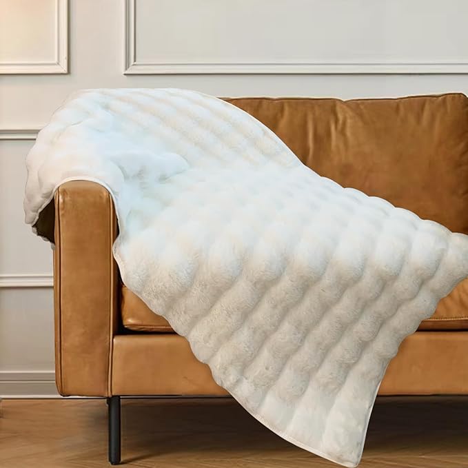 ABREEZE Thick Rabbit Plush Runner Rug 2.6'X 6',Solid White Faux Rabbit Bedroom Rug Super Soft Faux Fur Non-Slip Sofa Cover for Bedroom Carpet, Floor pad, Window Bench mat
