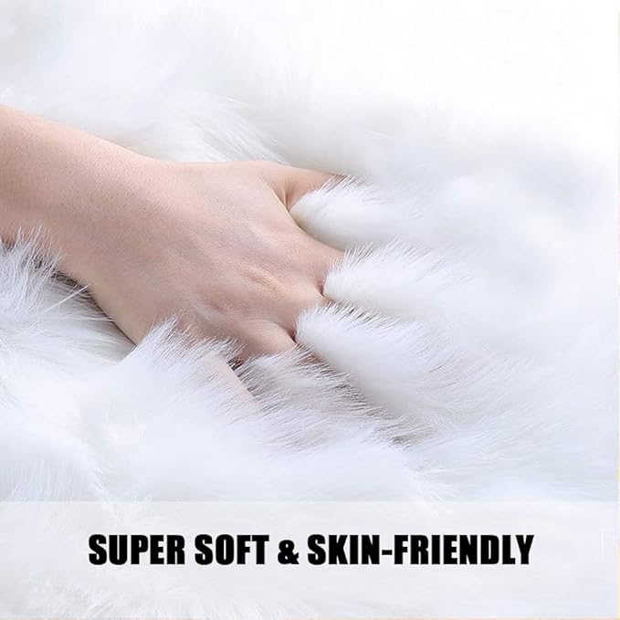 Faux Fur Sheepskin Heart Shaped Area Rugs, 16"x20" Luxurious Wool Love Floor Carpets Bathroom Non-Slip Mat for Home Decor Nursery Living Room Bedroom Pet Kids and Baby Room (Light Yellow)
