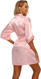Robe for Women Silky Lightweight Satin Kimono Bride Bridesmaids Wedding Party Robes Dressing Gown Summer Loungewear