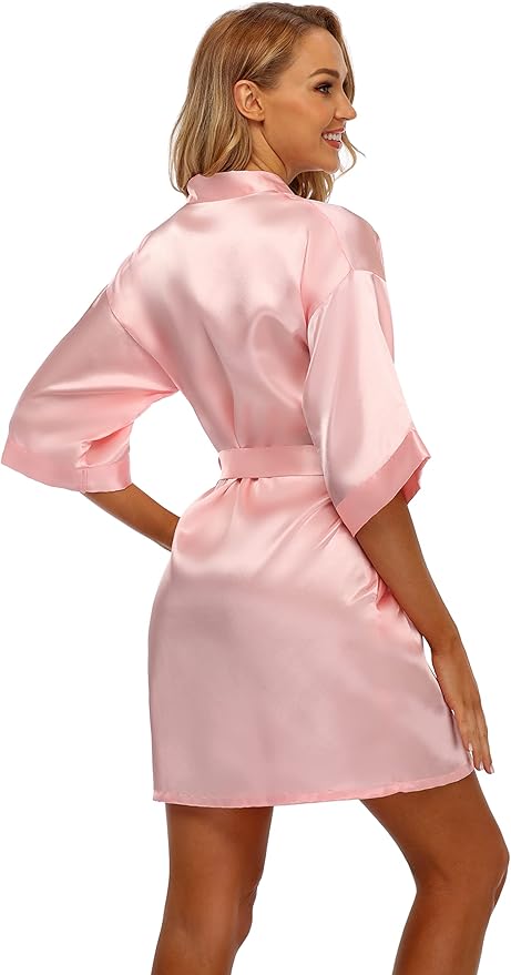 Robe for Women Silky Lightweight Satin Kimono Bride Bridesmaids Wedding Party Robes Dressing Gown Summer Loungewear