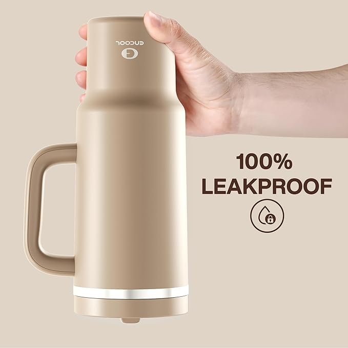ENCOOL 40 oz Tumbler with Handle and Straw: Stainless Steel Insulated Tumbler Keeps Cold for 24 Hours, Leakproof Travel Cup Fits in Cup Holder and BPA-Free,Raw Umber