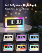 Digital Alarm Clocks for Bedrooms, Bluetooth Speaker, Alarm Clock with Wireless Charging, White/Brown Noise Sound Machine for Sleep with Night Light Wooden Vintage Decor Birthday Gifts for Men, Women