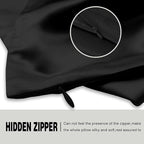 Silk Pillow Cases 2 Pack,Soft Breathable and Sliky Queen Size Pillow Cases Set of 2,Natural Mulberry Silk Pillowcase Set of 2 for Hair and Skin with Hidden Zipper (Black,20"X 30",2pcs)