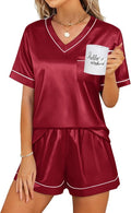 WIHOLL Silk Pajamas for Women Short Sleeve Sleepwear Soft Lounge Sets 2 Piece Satin Pjs