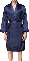 Mens Satin Robe,Silk Long Sleeve House Kimono Bathrobe,Soft Loungewear Dragon Robe