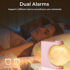 Sunrise Alarm Clock, Wake-Up Light Moon Lamp with Colourful Light Mode, 10 Fairy Sounds, 30/60/90 Timer & Dual Alarms for Girls/Teens, Cute Bedside Companion for Nursery/Kids Room (Blush Pink)