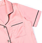 QPANCY Kids Satin Pajamas Sets Baby Boy Girl Button-Down Silk Sleepwear 2 Piece Short Sleeve Loungewear Clothes Set
