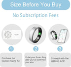 Smart Ring for Women Men, Health Fitness Tracker Ring with Heart Rate/Sleep Tracker/Blood Oxygen/HRV/Stress/Calorie/Steps, IP68 Waterproof for iOS & Android, No APP Fees(Silver,8#)
