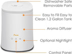 Crane Top Fill Ultrasonic Cool Mist Humidifier for Bedroom and Large Rooms, 1.2 Gallon Essential Oil Diffuser with Nightlight and Auto Shut-Off