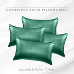 Elegant Comfort 4-Pack Cooling Viscose Satin Pillowcase Set with Hidden Zipper Closure, Silky Smooth for Hair and Skin Care-Beautiful Gift Box-4-Piece Satin Pillowcases, Standard/Queen, Hunter Green