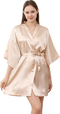 QXQTER Peony Floral Silky Satin Robe Wedding Bridal Party Bride Bridesmaid Robes for Women Dressing Gown Kimono Robe