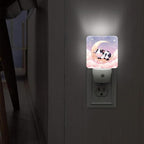 Cow Night Lights Plug Into Wall, Cute Fanciful Moon Clouds Summer Peach Automatic Plug in Night Lights with Sensor for Living Room Family Room Bedroom Decor 1pcs