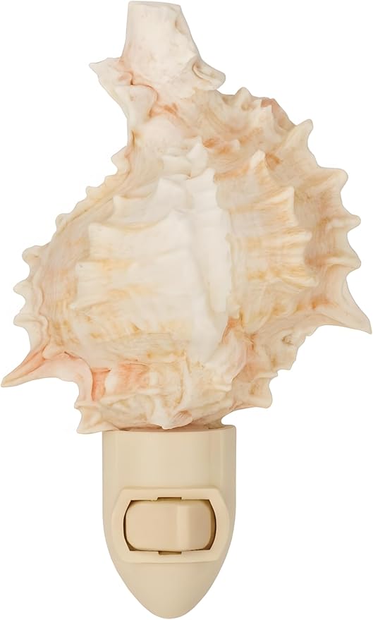 Nautical Crush Trading Seashell Night Light – Beach Night Light with Pink Murex – Shell Light for Bathroom – Sea Shell Lamp – Seashell Lamp Plug Into Wall