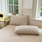 Nayoroom Brown Gingham Duvet Cover Full Size Tan White Plaid Checkered Duvet Cover Grid Dorm Bedding Set 3 Pieces Soft Lightweight Washed Microfiber Farmhouse Bedding with Pillowcases