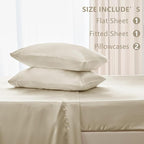 CozyLux Satin Sheets Queen Size Bed Set - 4 Piece Silky Queen Sheet Set, Luxury Beige Queen Sheets with Smooth and Soft Microfiber, Includes 1 Fitted Sheet, 1 Flat Sheet and 2 Pillowcases